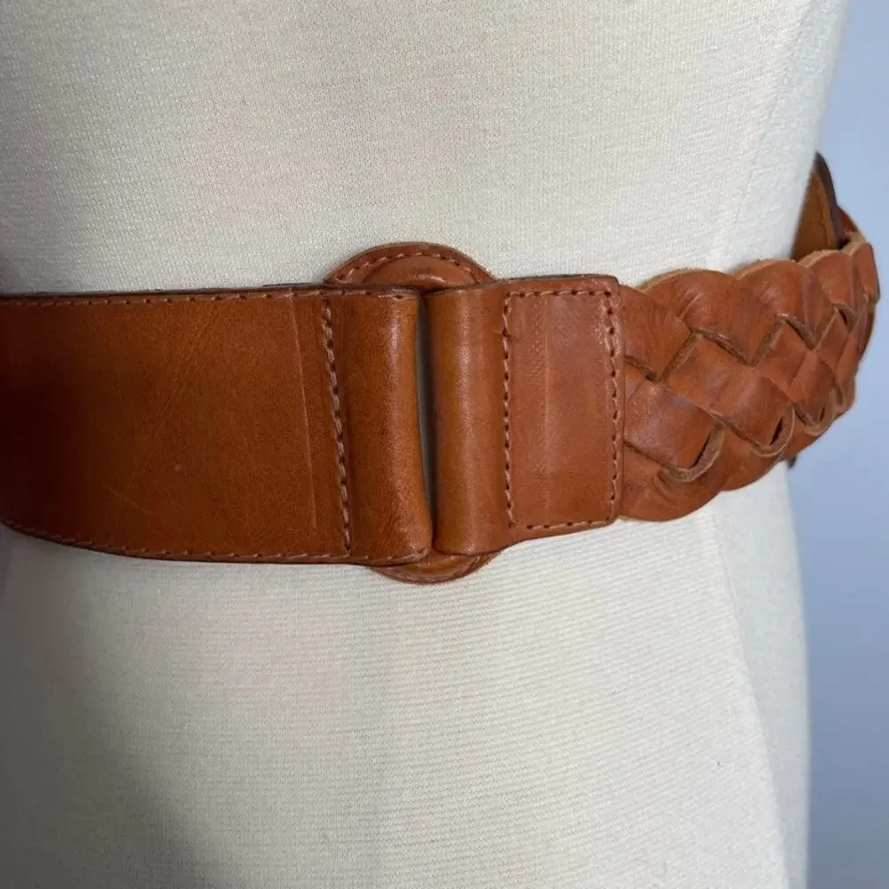 UNBRANDED Adjustable Large Buckle Brown Belt Braided‎ Vintage
